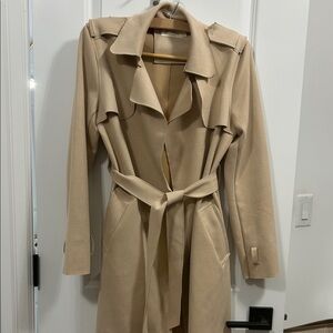 Womens Beige Trench Coat with Waist Tie